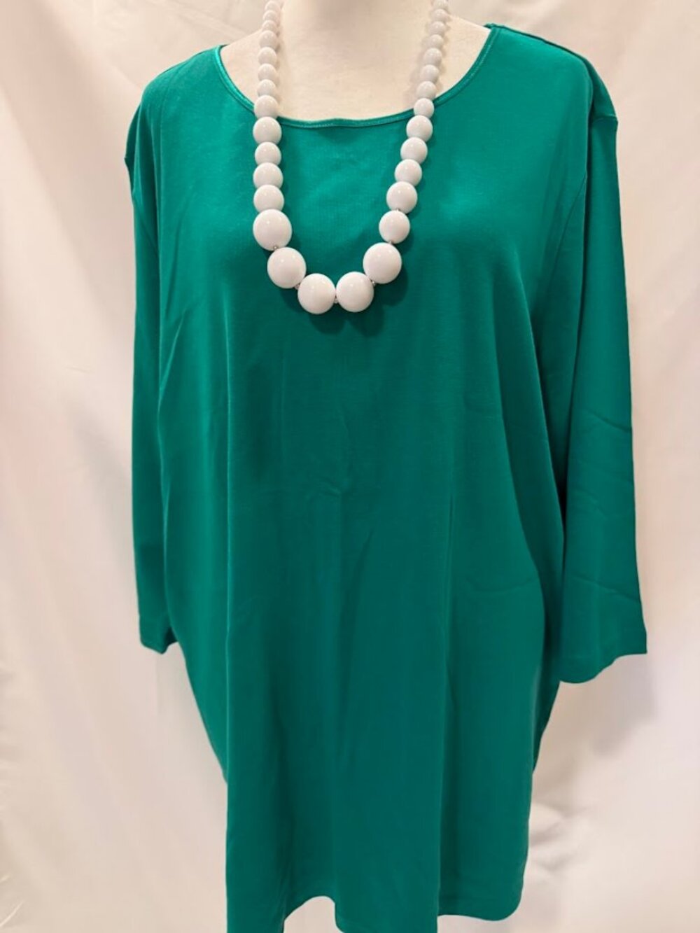 NWT CJ BANKS 3/4 Sleeve Green Color Top (100% Cotton) - 3x